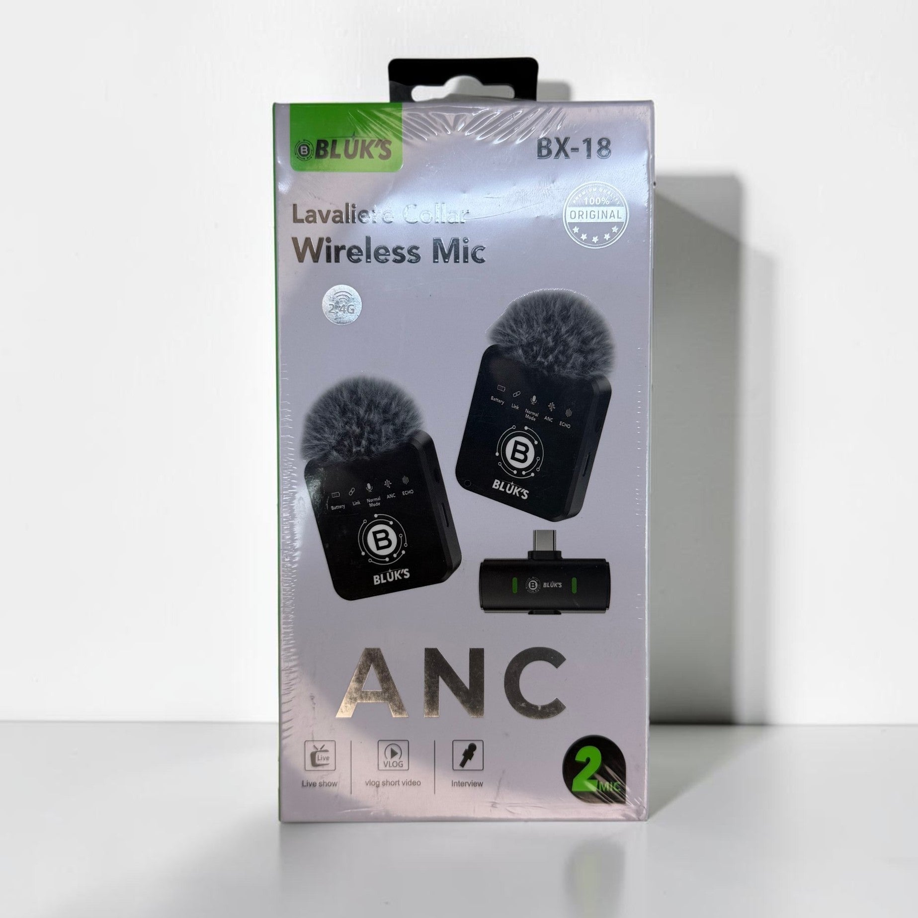 Bluks BX18 Dual Wireless Mic ANC Lavalier Microphone